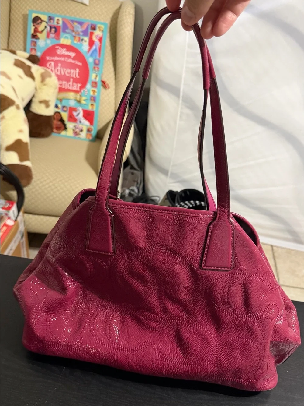 Coach Patent Leather Shoulder Bag in Fuchsia